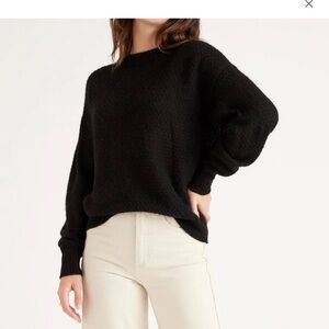 Quince Women's Baby medium Alpaca Wool Diamond Stitch Crew Neck Alpaca Sweater